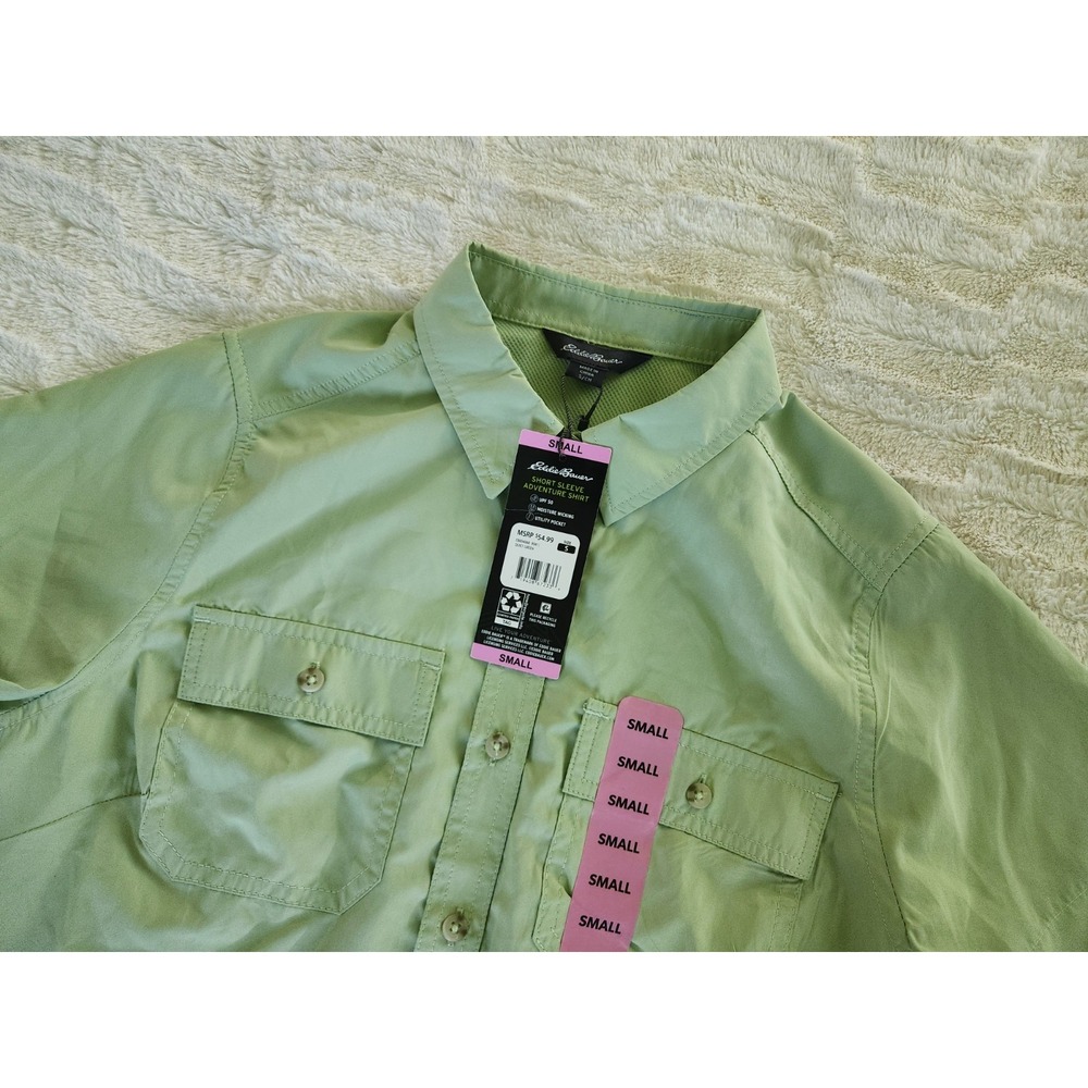 Eddie Bauer Short Sleeve Adventure Shirt Quiet Green Womens Small NWT